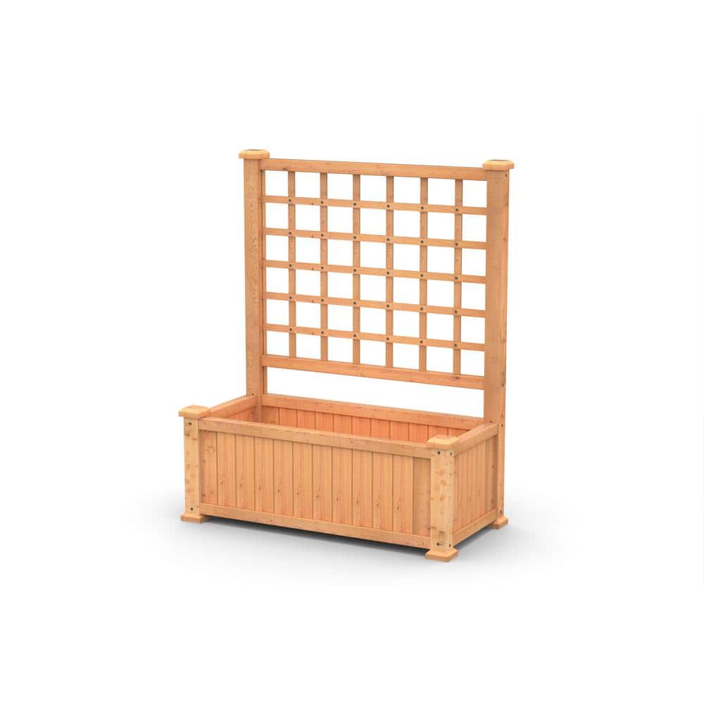 Golden Brown Cedar Wood Planter with Trellis