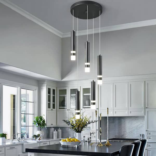 ZHLWIN Home Lighting 11.81 in. Black 5-Light Modern Dimmable