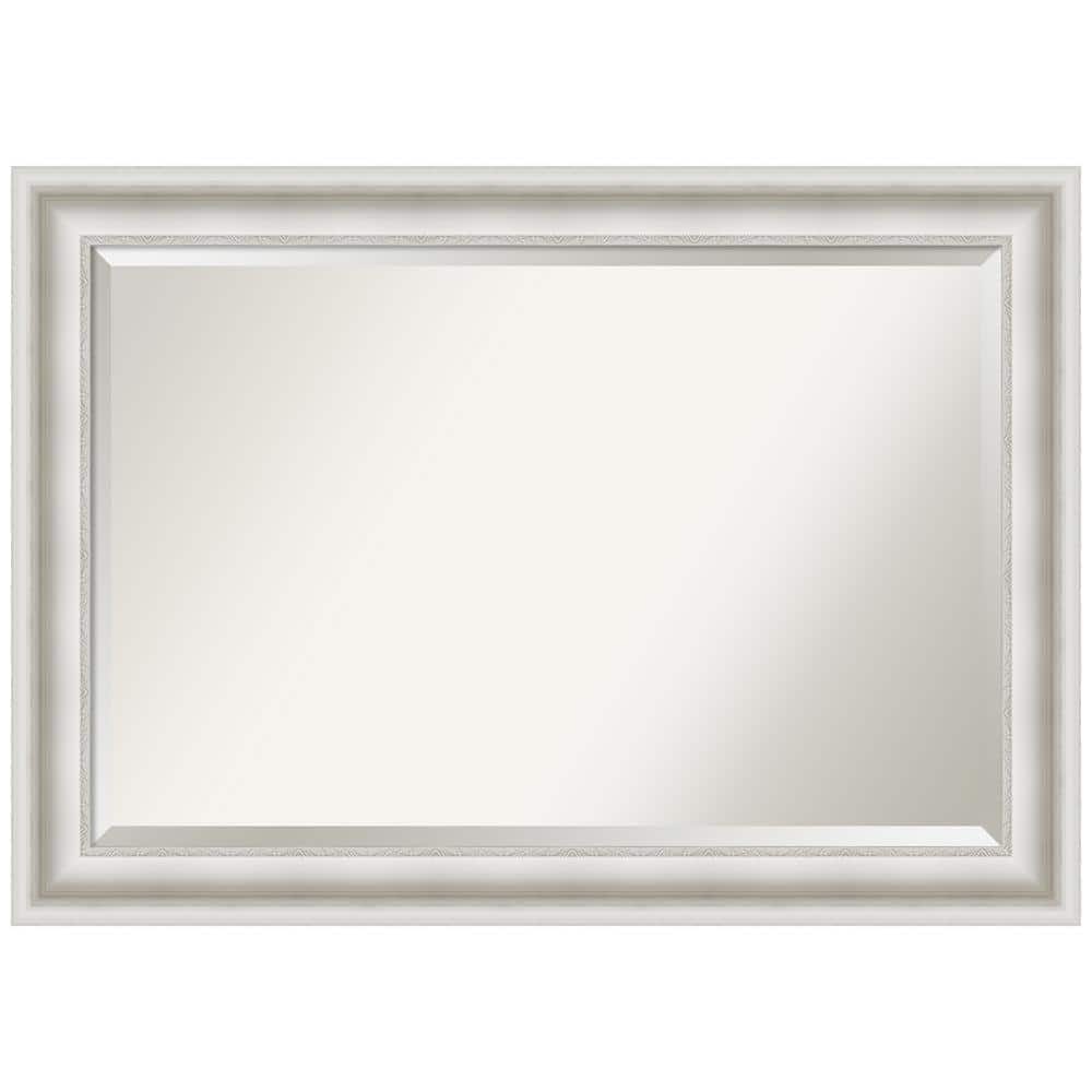Large White Polystyrene Framed Rectangular Vanity Mirror