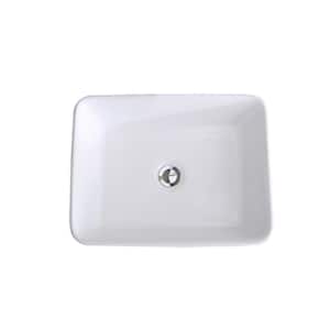 Modern Style White Ceramic Rectangle Above Counter Sink