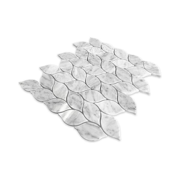 Marmor 13 in. x 11 in. Polished Leaf Carrara White Marble Mosaic Wall and Floor Tile (4.74 sq. ft./case) 5-Pack