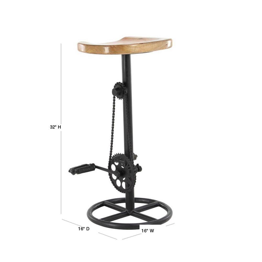 Adjustable Industrial Pedal-Inspired Metal Bar Stool, Brown