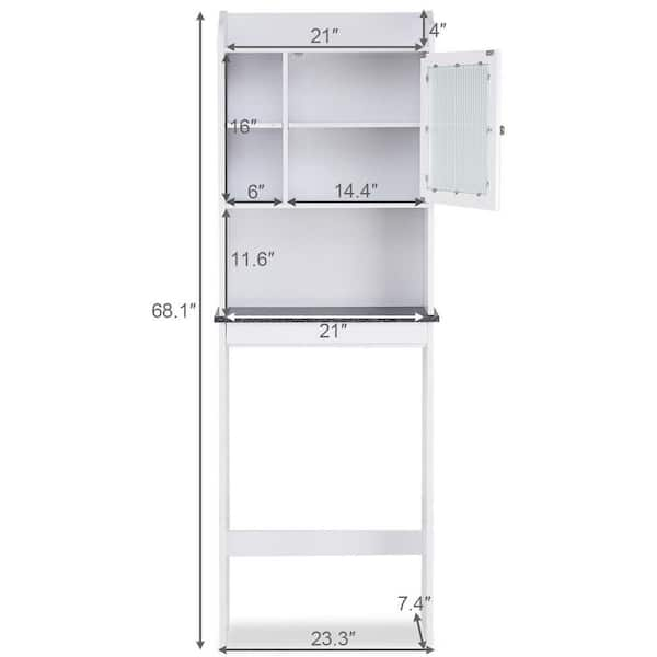 25 in. W x 77 in. H x 7.9 in. D Matte White Bathroom Over-The-Toilet  Storage Cabinet Organizer with Doors and Shelves GM-H-987 - The Home Depot