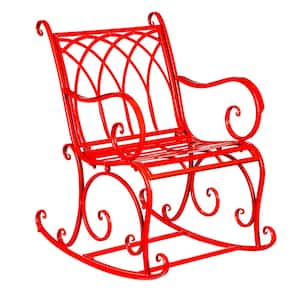 32 in. x 36 in. Red Metal Outdoor Rocking Chair