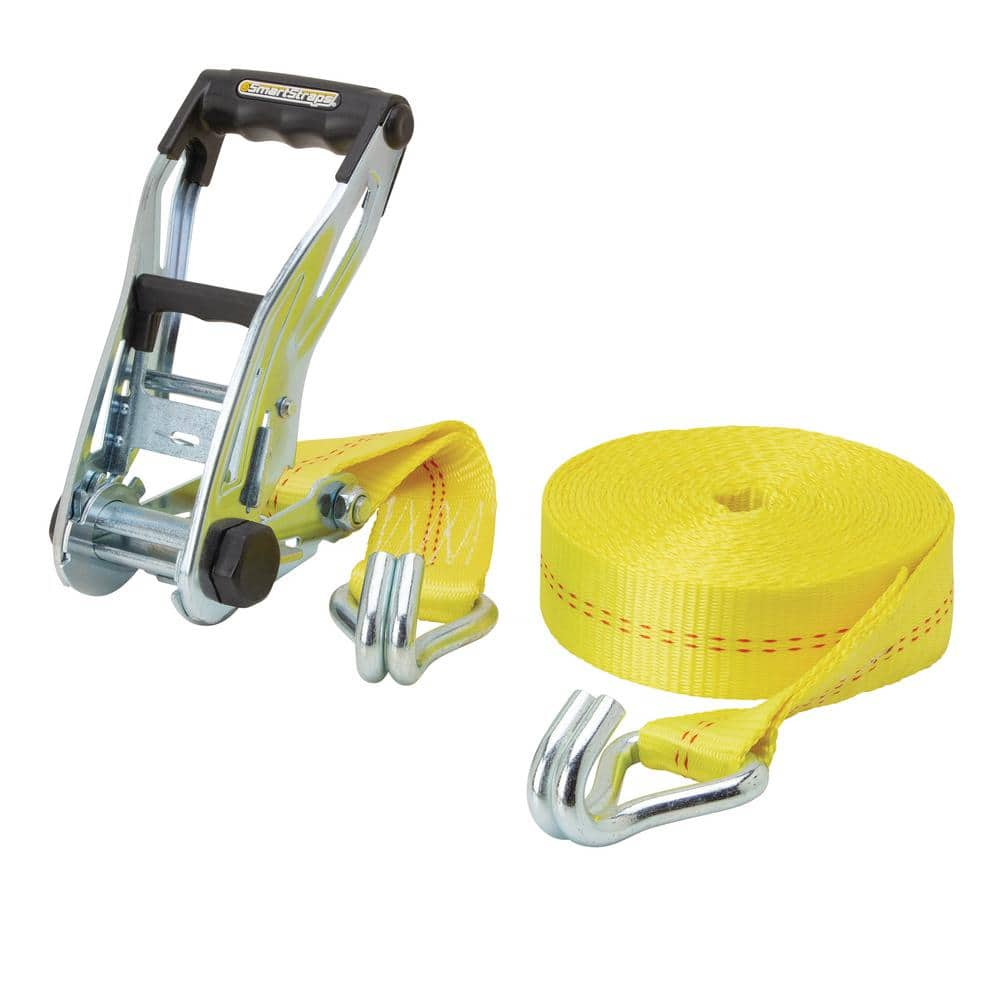 Smartstraps 30 Ft Yellow Ratchet X Tie Down Strap With 3333 Lb Safe