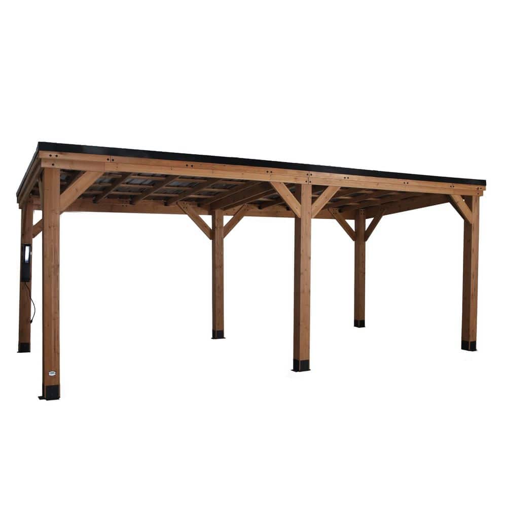 Arcadia 20' x 9.5' Cedar Slope Roof Gazebo with PowerPort
