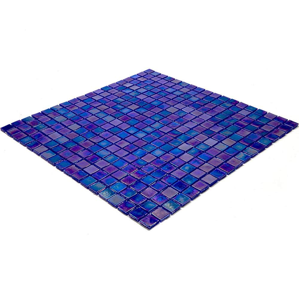 Skosh 11.6" x 11.6" Glossy Cobalt Blue Glass Mosaic Tile