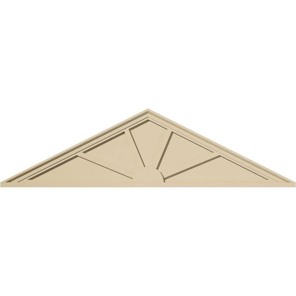 Ekena Millwork 62 in. W x 16-1/2 in. H x 2 in. P (Pitch 6/12) Peaked Cap 4 Spoke Signature Urethane Pediment, Primed Tan