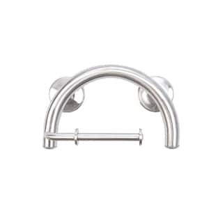 2-in-1 11.25 in. x 1.25 in. Grab Bar and Wall Mount Toilet Paper Holder with Grips in Brushed Nickel