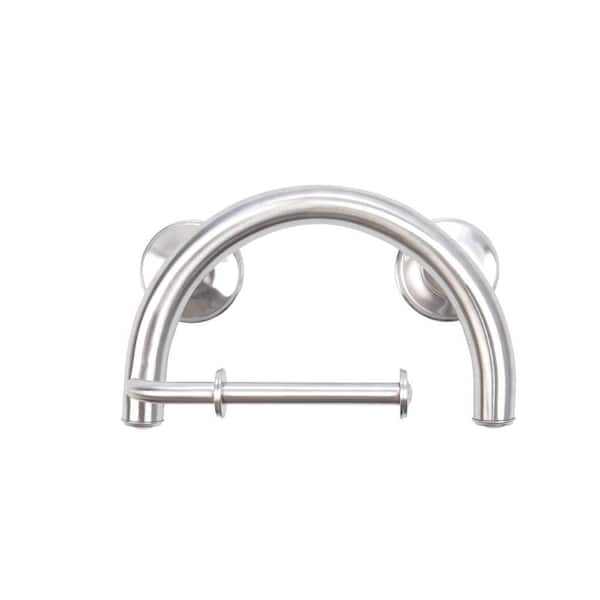 Grabcessories 2-in-1 11.25 in. x 1.25 in. Grab Bar and Wall Mount Toilet Paper Holder with Grips in Brushed Nickel