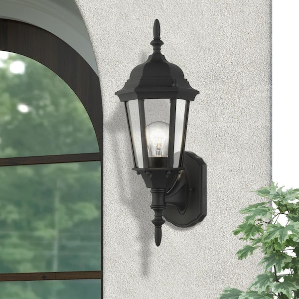Hathshire 1 Light Textured Black Outdoor Wall Lantern
