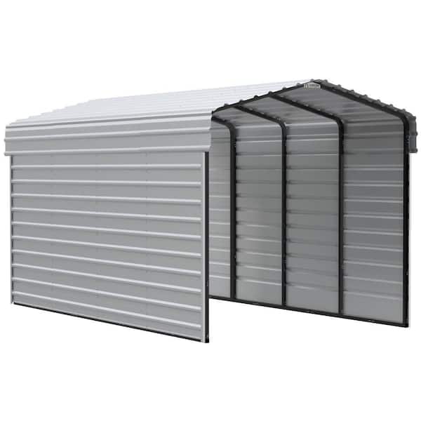 10 ft. W x 20 ft. D x 9 ft. H Eggshell Galvanized Steel Carport with 2-Side Wall Kits
