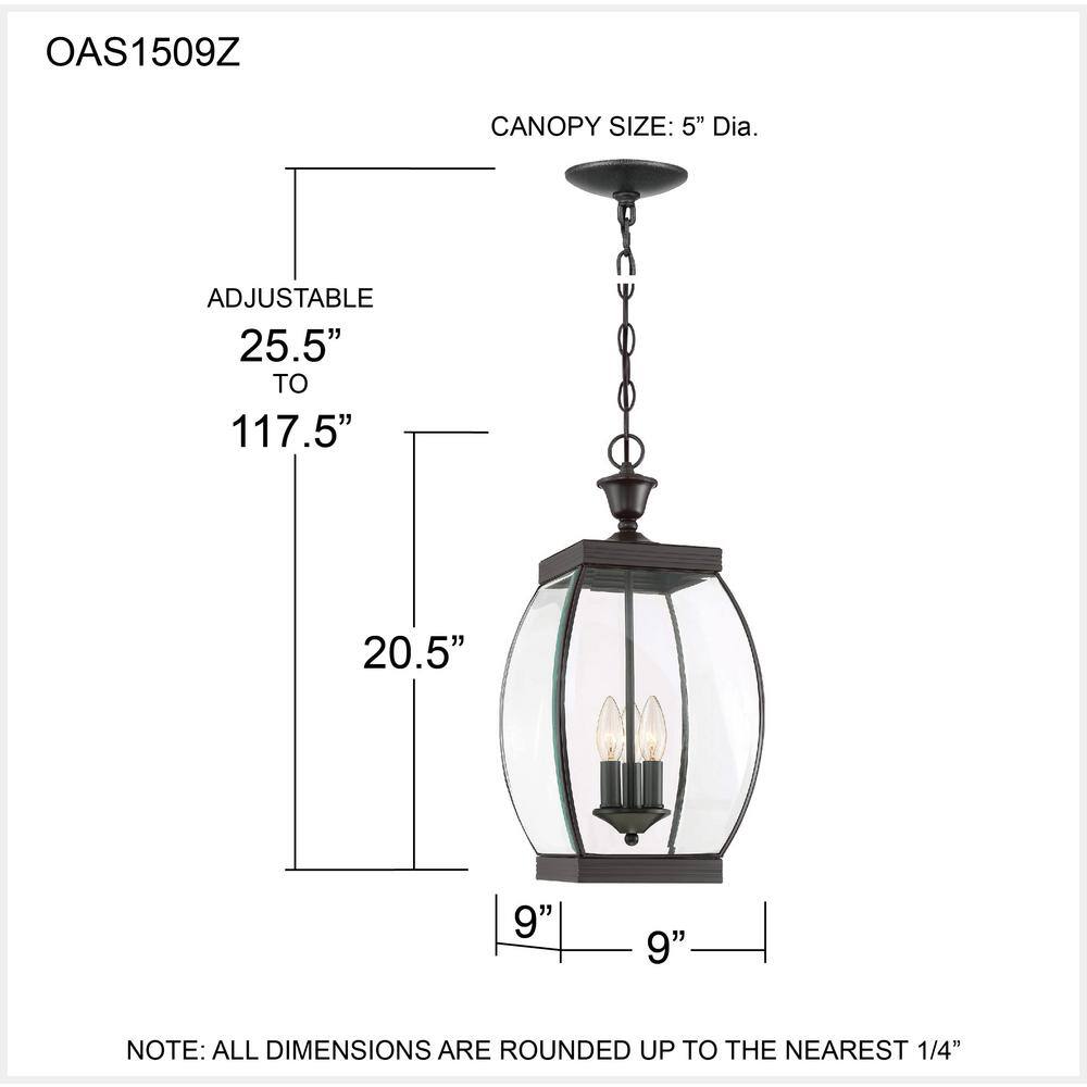 Oasis Transitional Mini 3-Light Matte Black & Bronze Pendant