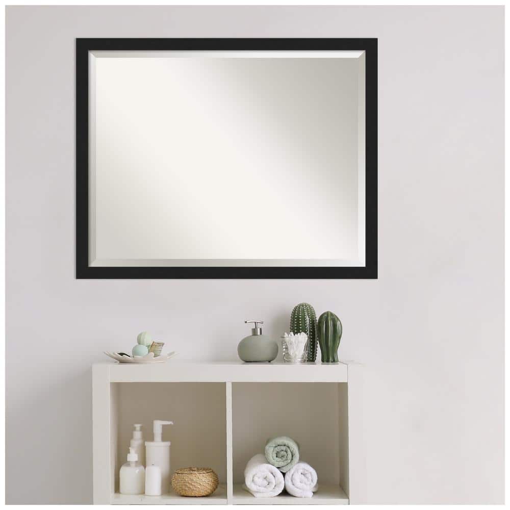 Grace Brushed Black Rectangular Beveled Wall Mirror 30 x 24 Inch