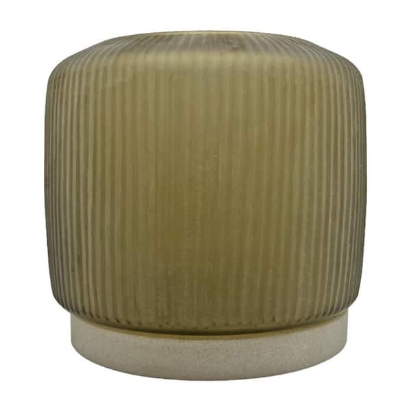 castellousa 10 in. Decorative Ribbed Brown Glass Cylinder Vase