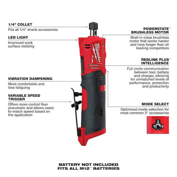 M12 FUEL 12V Lithium-Ion Brushless Cordless 1/4 in. Straight Die Grinder (Tool-Only)