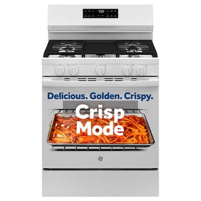 30 in. 5-Burners Free-Standing Gas Range in White with Crisp Mode