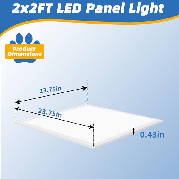 Honbei 2 ft. x 2 ft. 5800-Lumens Integrated LED Panel Light, 5000K 5800 LM Recessed Edge-Lit Light Fixture, ETL Listed 12-Pack