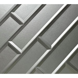 Secret Dimensions Silver Beveled Subway 4 in. x 16 in. Glossy Glass Decorative Wall Tile (0.444 sq. ft./Piece)