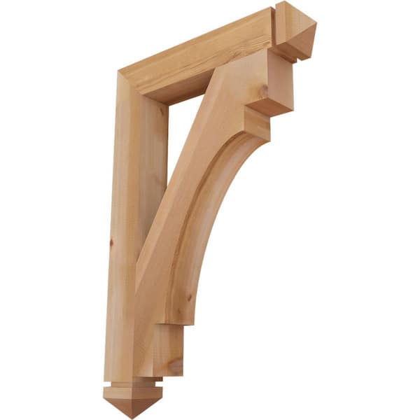 Ekena Millwork 3.5 in. x 36 in. x 24 in. Western Red Cedar Merced Arts and Crafts Smooth Bracket