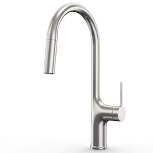 Single-Handle Pull Down Sprayer Kitchen Faucet with Zinc Alloy Finish in Brushed Nickel