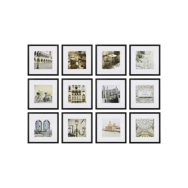 Classic 12 x 12 Black Wood Hanging Picture Frame 12-Piece