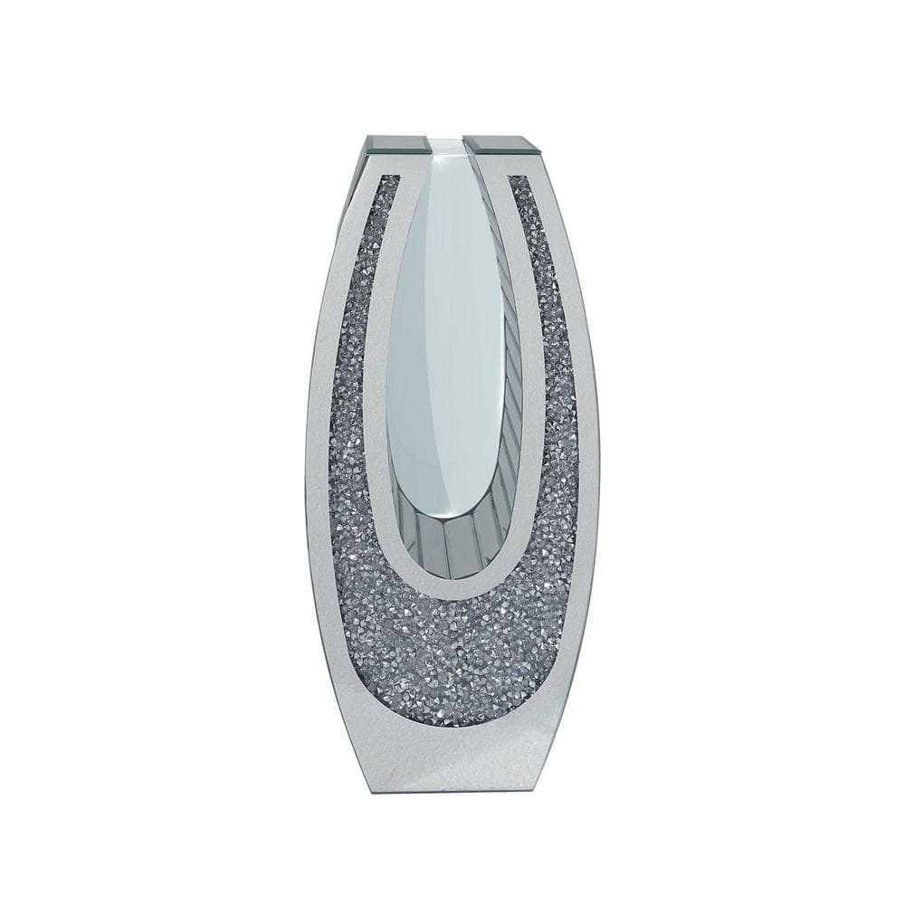 24 in. Silver Glass U-Shaped Decorative Vase for Living Room, Corner, Hallway 3144MRrro2