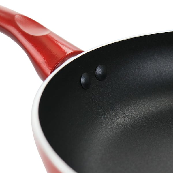Better Chef 8in Silver Metallic Non Stick Gourmet Fry Pan in Red