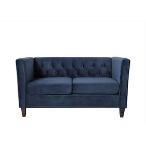 Utopia 4niture Mitz 29.53 in. Blue Velvet Loveseat Sofa with 2-Pillows (2  Seat) HAW588S00023 - The Home Depot