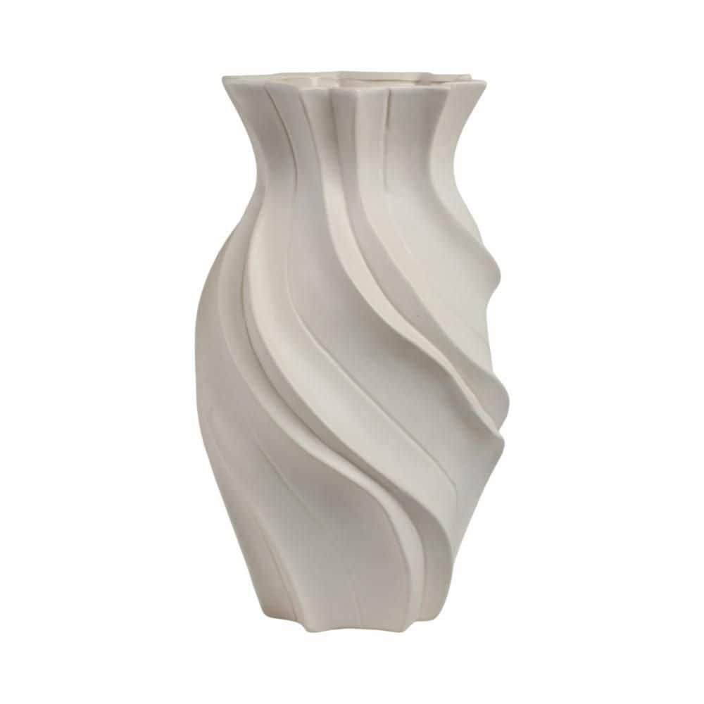  ✯Vase Liv & Skye 20 in. Ivory Ceramic Urn Sculpted Decorative Vase