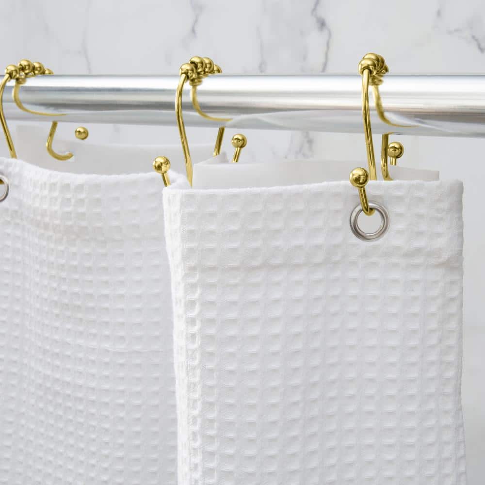 Satin Gold Double Roller Shower Curtain Hooks