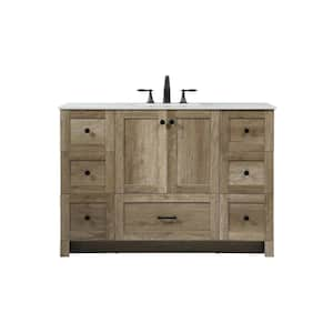 Timeless Home 48 in. W x 19 in. D x 34 in. H Bath Vanity in Natural Oak with Ivory White Engineered Stone Top