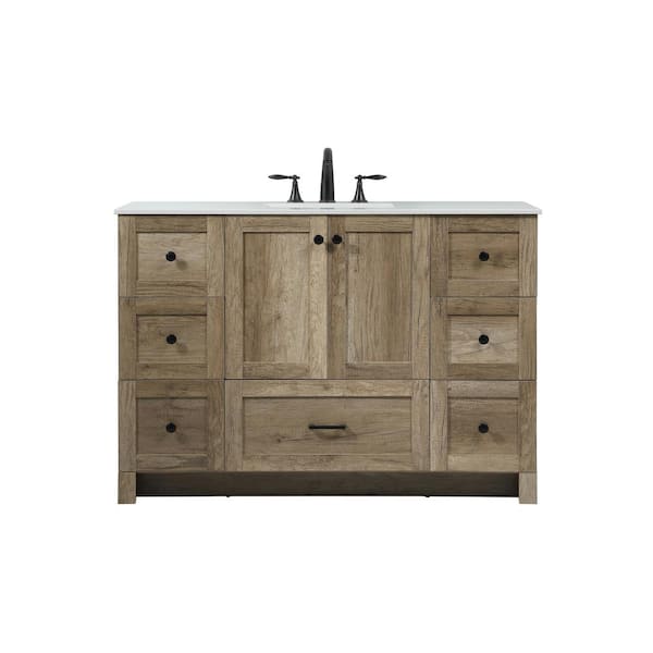Unbranded Timeless Home 48 in. W x 19 in. D x 34 in. H Bath Vanity in Natural Oak with Ivory White Engineered Stone Top
