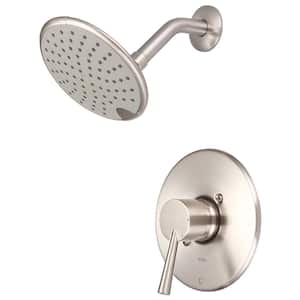 i2 1-Handle Wall Mount Shower Faucet Trim Kit in Brushed Nickel with Rain Showerhead (Valve not Included)