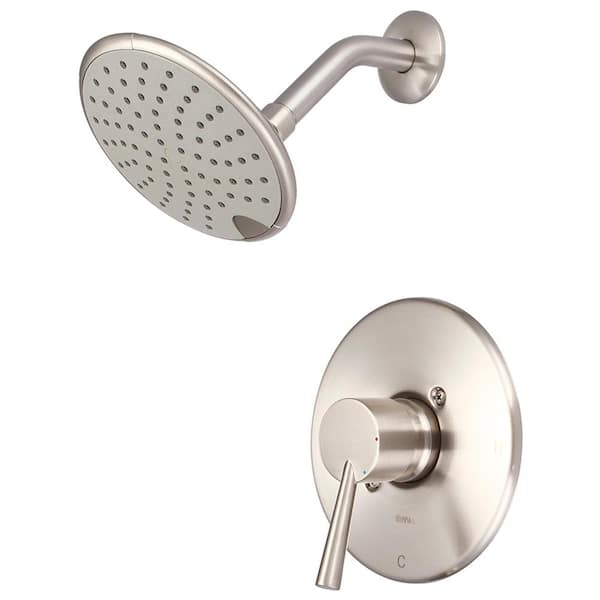 Olympia Faucets i2 1-Handle Wall Mount Shower Faucet Trim Kit in Brushed Nickel with Rain Showerhead (Valve not Included)