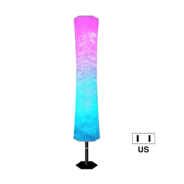 YANSUN 59 in. White Indoor LED Floor Lamp Dimming RGB Light with Non-woven Shape and Remote Control