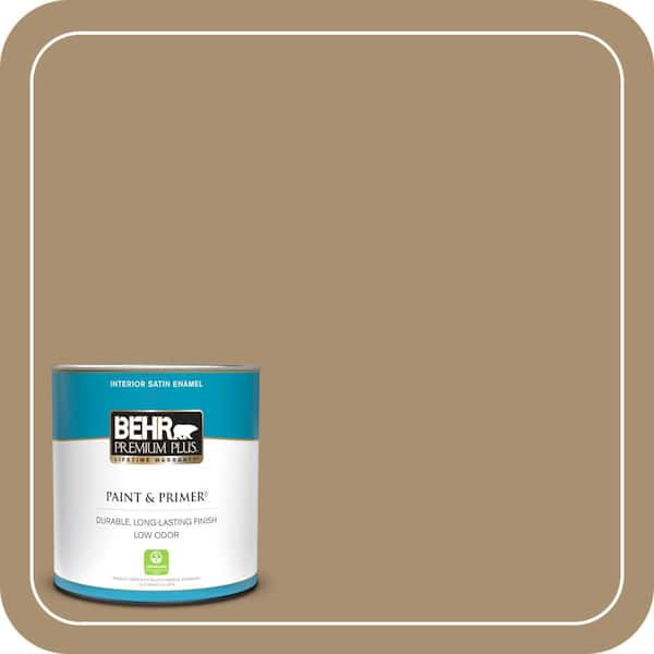 BEHR PREMIUM PLUS 1 qt. #ECC-51-1 Hiking Trail Satin Enamel Low Odor Interior Paint & Primer