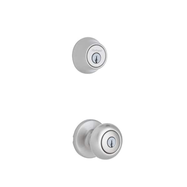 Kwikset Cove 690 Satin Nickel Keyed Entry Door Knob and Single Cylinder Deadbolt Combo Pack