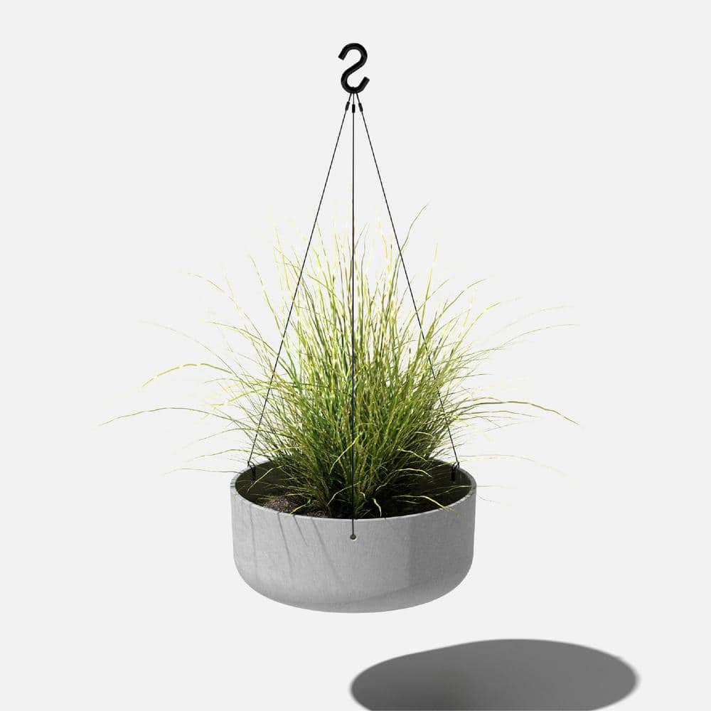 Gray 14" Hanging Plastic-Stone Outdoor Planter