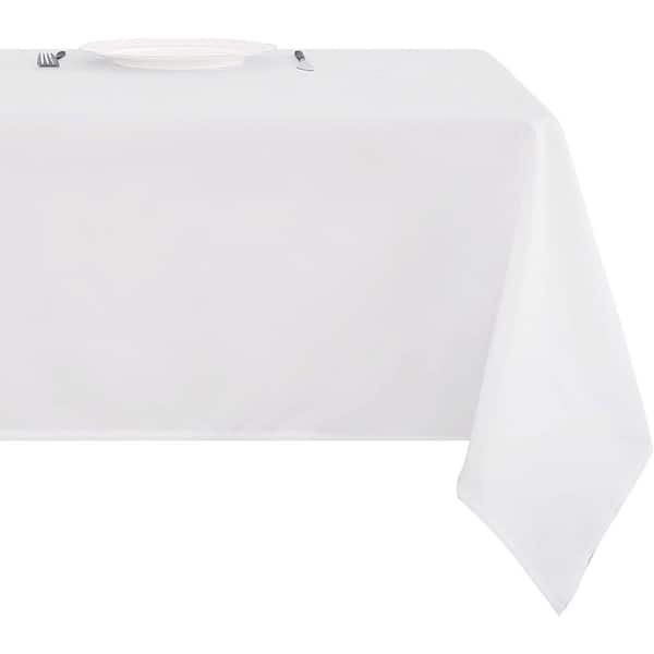 Pro Space 60 in. x 84 in. White Linen Faux-Fabric Rectangle Waterproof  Tablecloth for Dining and Kitchen Table TBC6084W - The Home Depot
