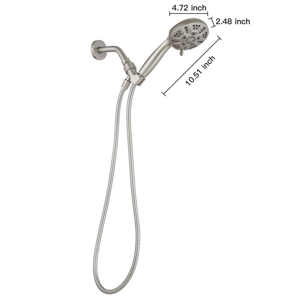 Brushed Nickel Wall Mount Handheld Shower Head with Adjustable Bracket