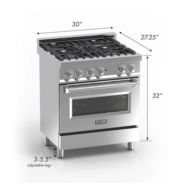 ZLINE Kitchen and Bath Autograph Edition 30 in. 4 Burner Dual Fuel Range in  Stainless Steel, White Matte and Polished Gold RAZ-WM-30-G - The Home Depot