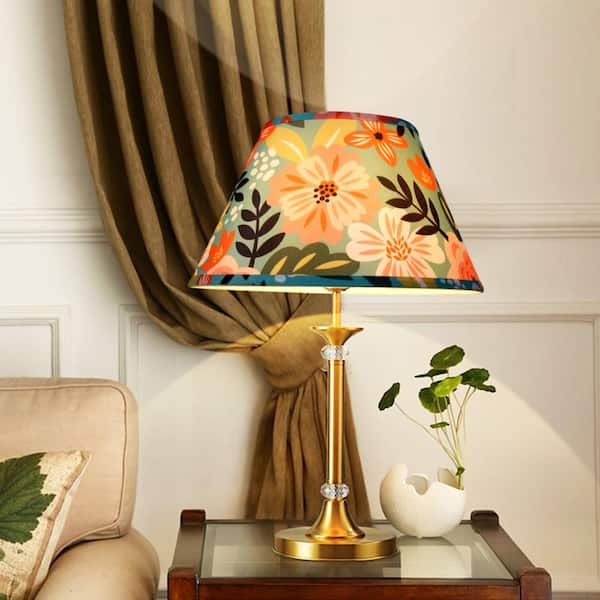 Floral Collection Limited Edition Round Empire Shape 13 in. x 7.8 in. x 7 in. Tropical Flowers Lamp Shade (2-Pack)