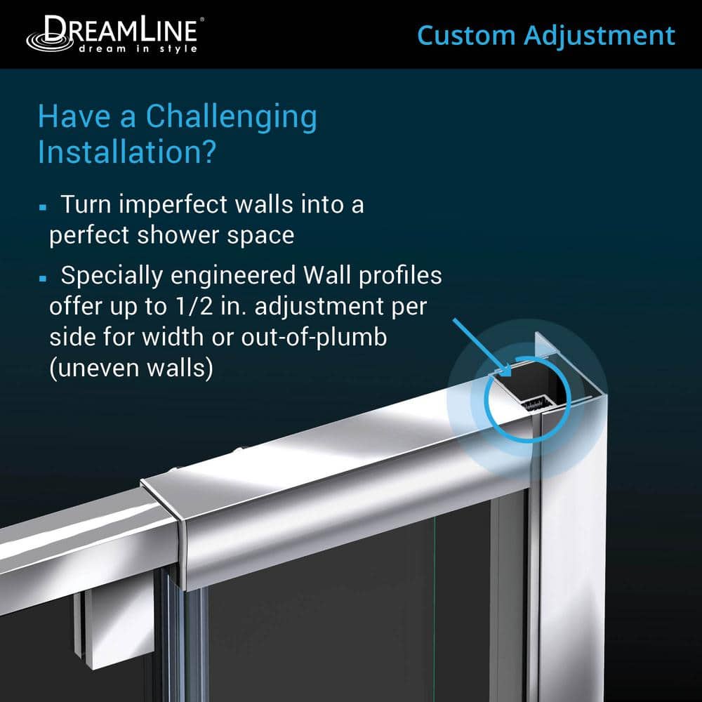 Flex Chrome Semi-Frameless Pivot Shower Door 38-42" W x 72" H