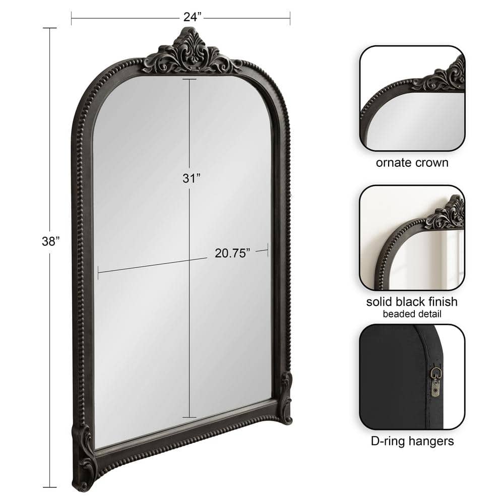 Hubanks Black Ornate Arched Wall Mirror 24 x 38
