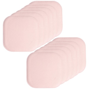 Pink, Honeycomb Memory Foam Square 16 in. x 16 in. Non-Slip Back Chair Cushion (12-Pack)