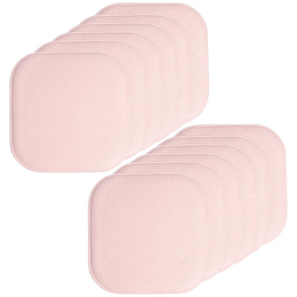 Sweet Home Collection Pink, Honeycomb Memory Foam Square 16 in. x 16 in. Non-Slip Back Chair Cushion (12-Pack)