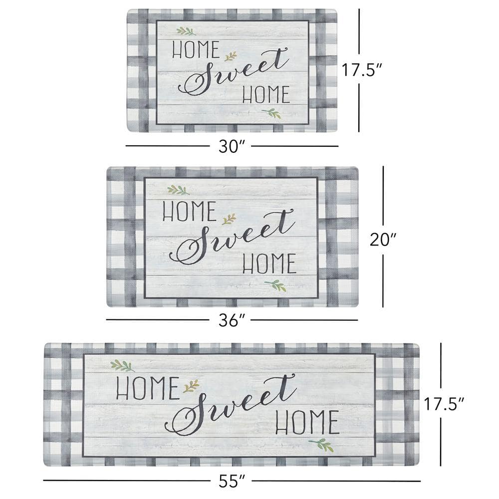 Gray and Green Buffalo Check Anti-Fatigue Kitchen Mat