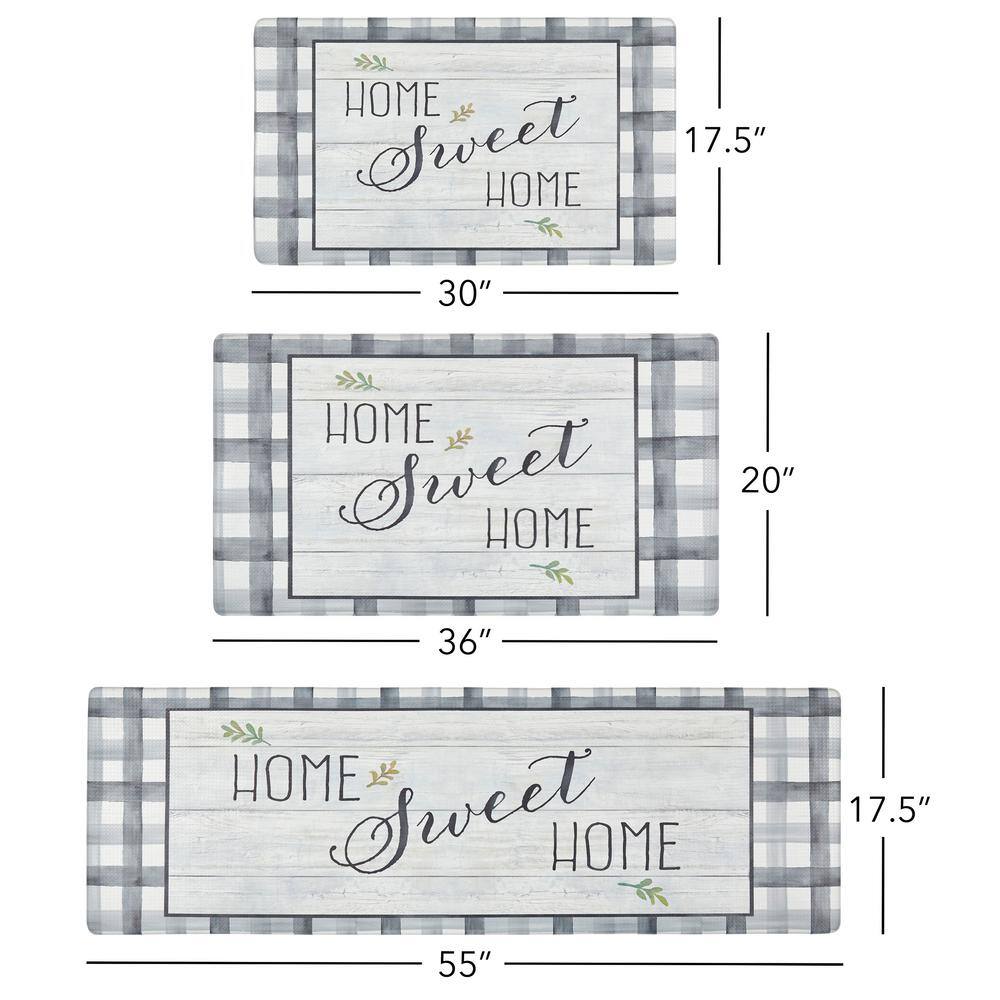 Home Sweet Home Grey Buffalo Check Anti-Fatigue Kitchen Mat