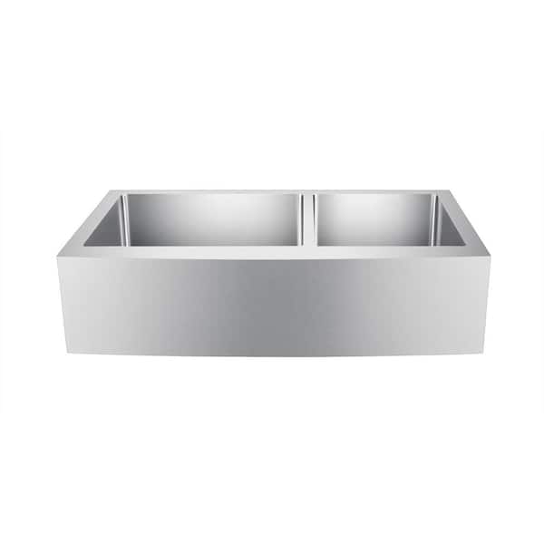 Barclay Products Damita Farmhouse Apron Front Stainless Steel 42 in. 60/40 Double Bowl Kitchen Sink